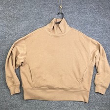 Alo Yoga Muse Ribbed Mock Neck Pullover Sweatshirt Tan Camel S
