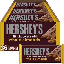 Hershey's Milk Chocolate With Whole Almonds Candy Bars 1.45-Ounce 36 Count 
