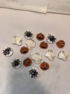 Vintage  Halloween Floating Candles Set of 16  Pumpkin Ghost Spiders