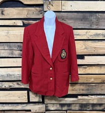 Vintage Field Manor Crested Red Wool/Cashmere Blend Blazer With Gold Buttons 8P