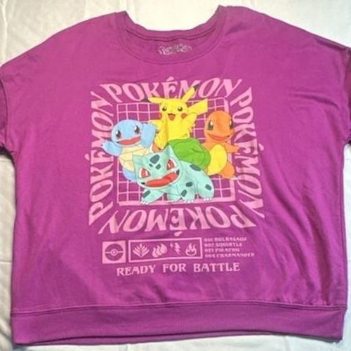Pokémon Ready For Battle Graphic Pullover Crewneck Sweatshirt Large Purple