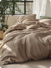 Bedsure Linen Duvet Cover Queen - Linen Cotton Blend Duvet Cover, PureWoven Cool
