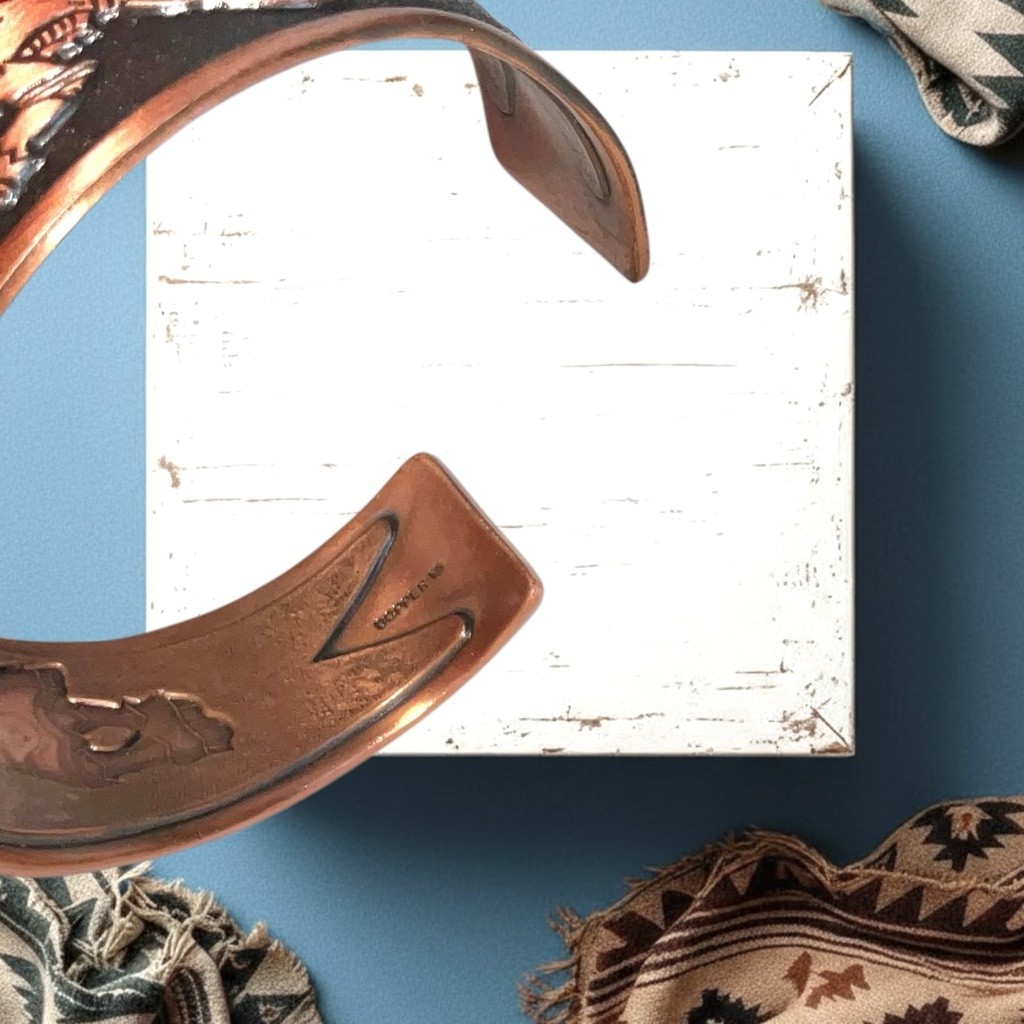 Vintage Native SW Solid Copper Cuff Bracelet Buff… - image 8