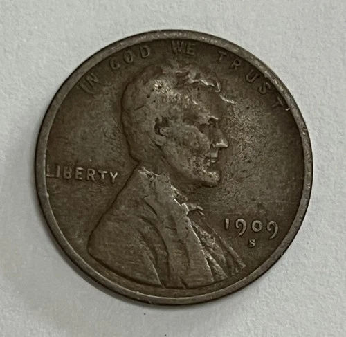 1909-S Lincoln Wheat Cent Very Good Condition Key Date