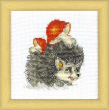 DIY Counted Cross Stitch Kit "Practical hedgehog" 3.9x4.3 in / 10.0x11.0 cm