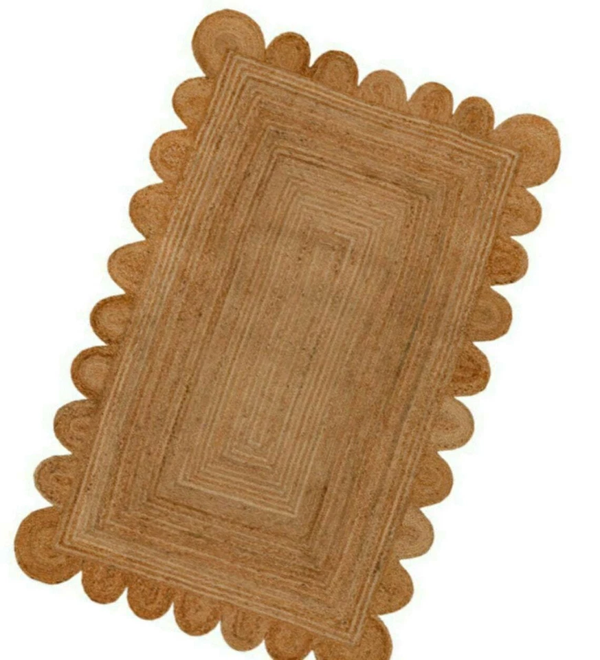 Небольшой ковер ручной работы из натурального джута волнистый плетеный богемный домашний декор ковры - Изображение 3 из 4