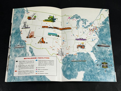 Bethlehem Steel Plant Facilities 1960 Promotional Booklet Map Advertising