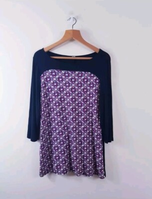 S Olivier Multi Long Sleeve Cotton Top Women s Sz 12