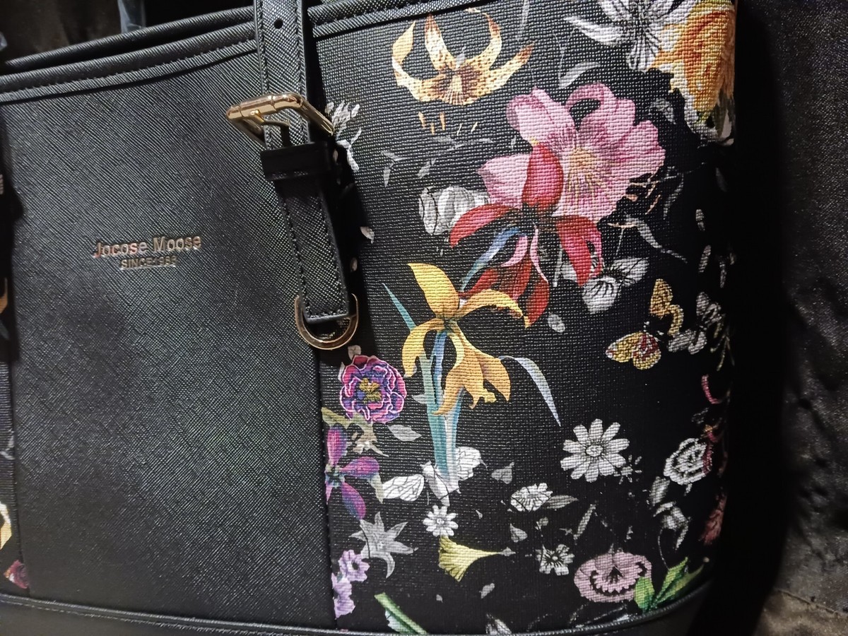Jocose Moose Floral Tote Purse Laptop Bag | eBay