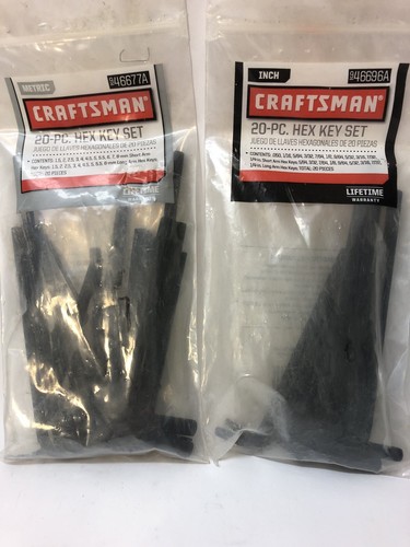 NEU Craftsman 40 Stück Sechskantschlüssel Sae & metrisch L-Form 2 PACKUNGEN - LEBENSLANGE GARANTIE - Bild 1 von 12