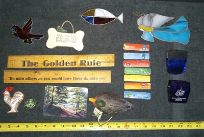 Stain Glass Cardinal Fish Angel  Sun Catcher Golden Rule +More Kitchen Decor