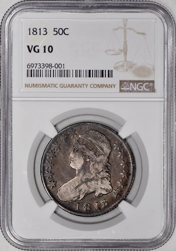 1813 Bust Half Dollar 50c NGC VG10 - Very Original!