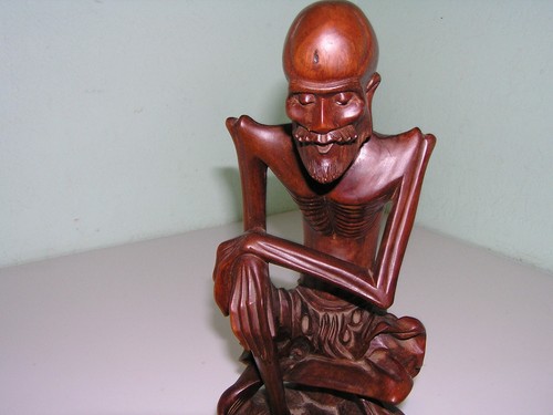 Antique chinese or japanese carved wood hardwood statue figure immortal 12" - Picture 3 of 6