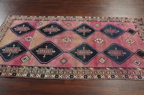 Antique Geometric Abadeh Hand-knotted Area Rug Traditional Oriental 4'x8' Carpet - Picture 9 of 12