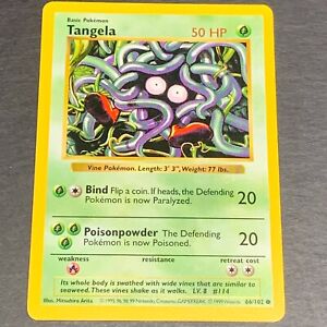Tangela 66/102 SHADOWLESS Base Set Pokemon Card Exc Cond  *