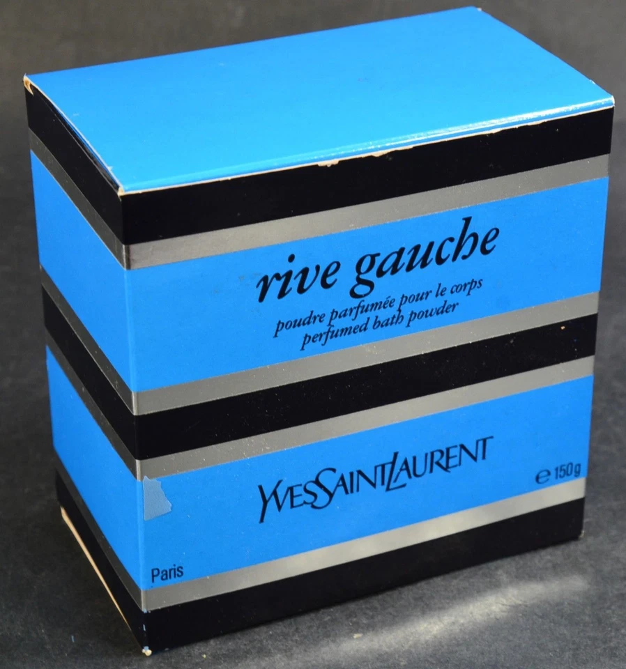 JENSEITS SELTEN RIESIGER 150G YSL VINTAGE RIVE GAUCHE PARFÜMIERTER TALKUM BADEPUDER & Puff