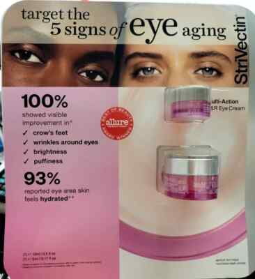 Strivectin NIA114 Multi-Action R&R Eye Cream 0.5 oz 15mL Set + 0.17 oz  5 mL