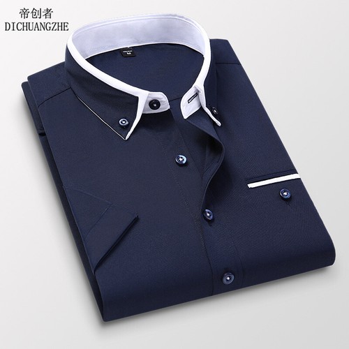 Men's Dress Shirts Formal Business Button Slim Fit Short Sleeves Casual Shirts