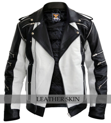 Michael Jackson White & Black Pepsi Genuine Leather Jacket w/ Detachable Sleeves - Picture 1 of 3