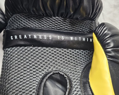 Everlast Elite w/Evershield Hook & Loop Training Gloves Large Black Yellow 14oz - Picture 12 of 14