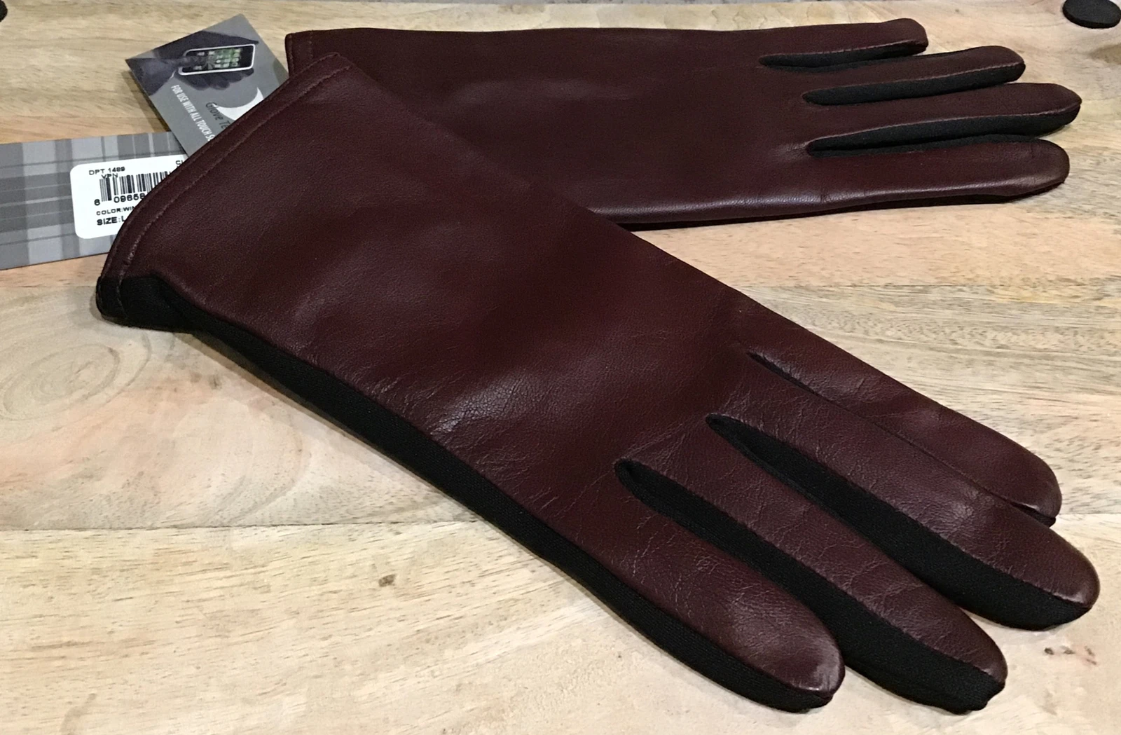 GII Women Sz L Touch Glove Technology Dk Wine/Black Leather/Polyester MSRP$44NWT