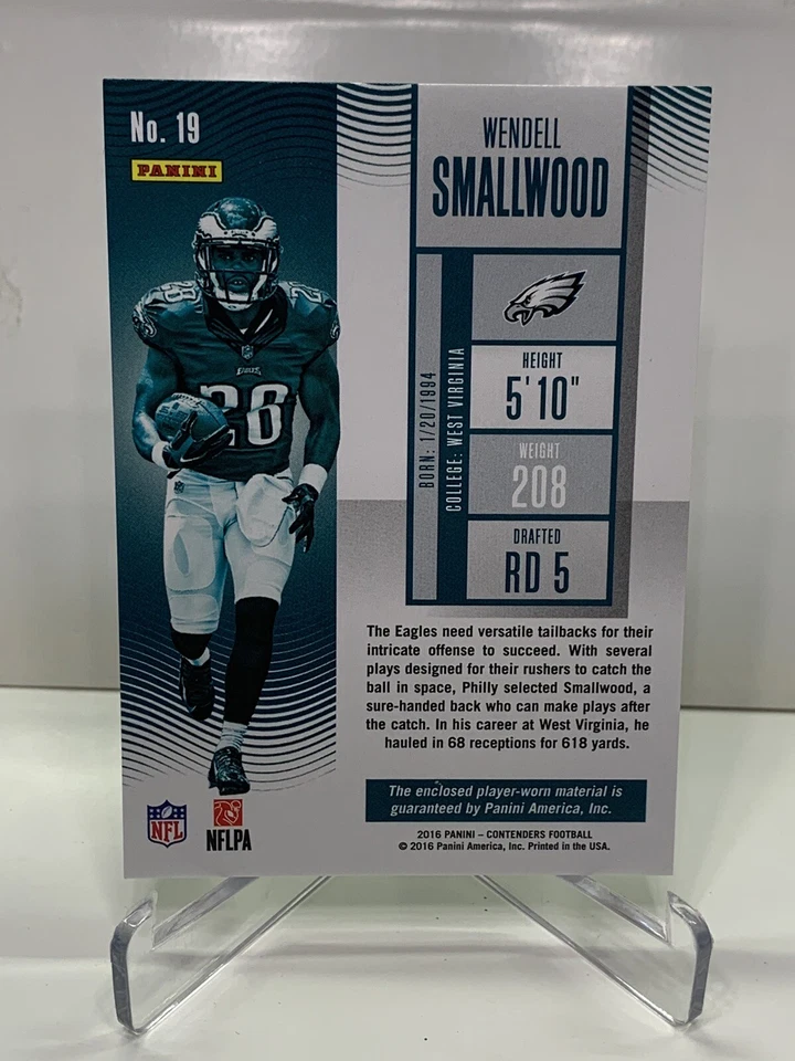 Wendell Smallwood 2016 Contenders ROOKIE TICKET JERSEY #19 - Image 2 of 2