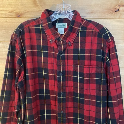 Camisa de franela a cuadros LL Bean para hombre talla M roja negra manga larga - Imagen 3 de 6