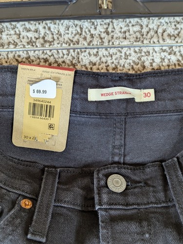 Levi's Wedgie Straight Jeans Women's Size 30x28 (Tag 30) Black Button Fly - Picture 8 of 12