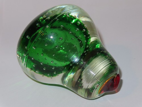 Vintage Handmade Pear Art Glass Sculpture Paperweight Colored with Bubbles - Picture 7 of 9