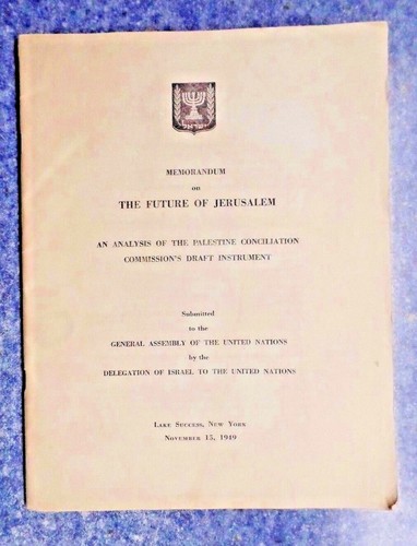 Judaika: Memorandum der Vereinten Nationen über die Zukunft Jerusalems - Analyse 15.11.1949
