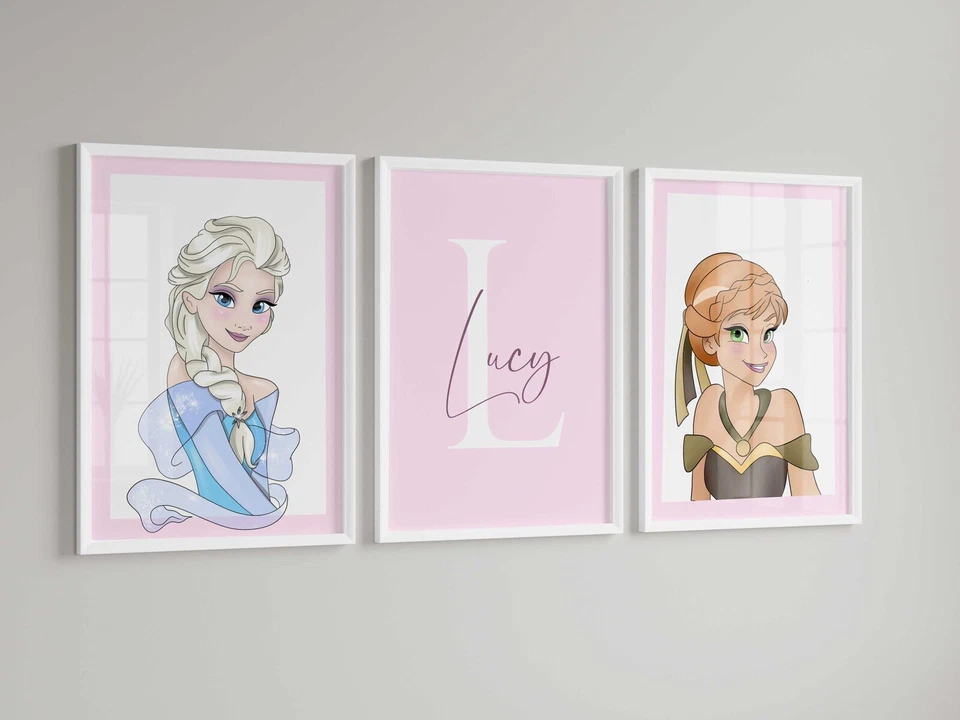 CREATION ART Personalised Frozen Prints , Elsa Anna Bedroom print Pictures Nursery