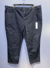 24W Denim Blue Jeans Dark Wash Stretch, Terra  Sky High Rise Straight Leg NWT