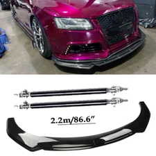 For Audi A3 A4 A5 A6 Glossy Black Front Bumper Chin Lip Spoiler Body Kit  V