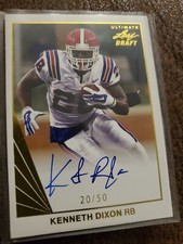 2016 LEAF ULTIMATE DRAFT GOLD KENNETH DIXON AUTOGRAPH CARD #/50 BULLDOGS RAVENS