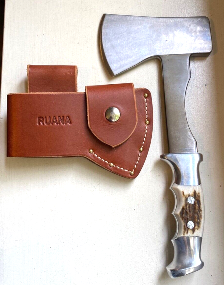Ruana Knives Camp Hatchet & Leather Sheath Bonner Montana eBay