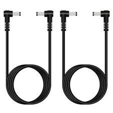 2 Pack 6Ft 5.5x2.1mm Male to Male DC Power Cable Right Angle Plug Adapter