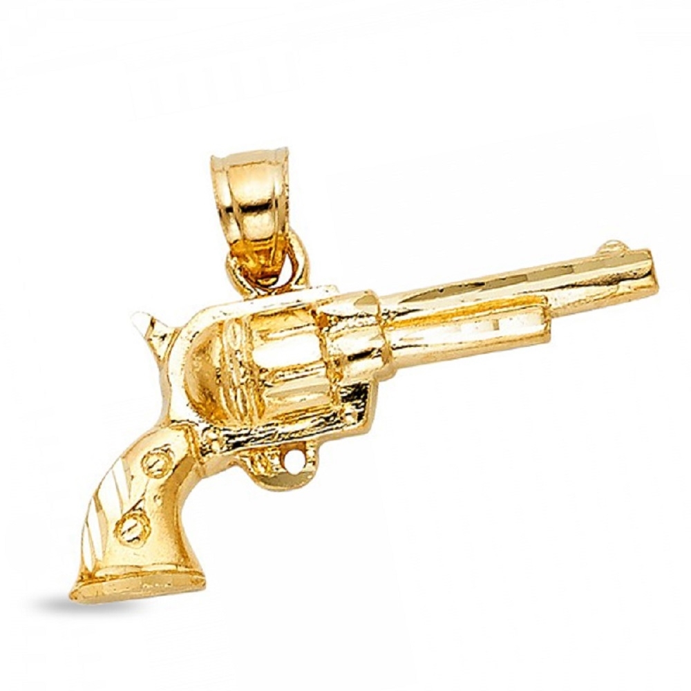 Solid gold gun best sale pendant
