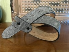 Dan Post Sz 34.5" Vintage Grey Textured Leather Belt Strap NO BUCKLE Made In USA