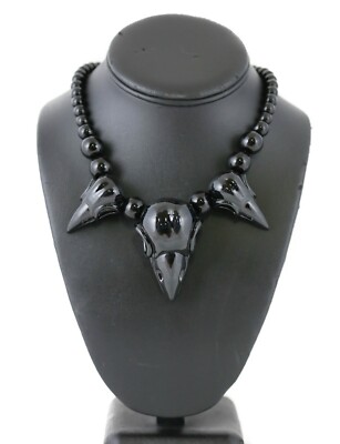 Black Crow Skull Skeleton Necklace Goth Punk Alternative Style  Kreepsville