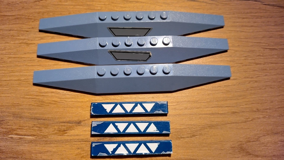 LEGO® 3x Keil 2x16 6410146 Hellgrau + 3x Fliese 1x6 Blau aus STAR WARS Set 7256 - Bild 3 von 4