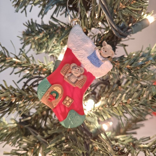 Vintage 1997 Hallmark Andenken Ornament New Home Strumpf mit Box B9 3,5"