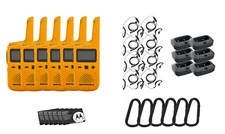 Motorola T380 Two Way Radio 6-Pack Walkie Takies 8 PTT Earpieces Drop-In Charger