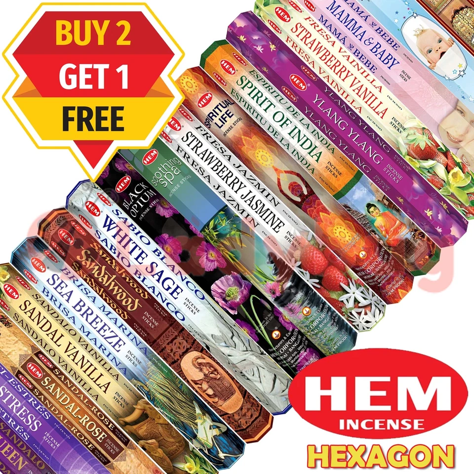 Up to 480 Sticks Incense Stick Scents Hem Hexagon Meditation Aroma Fragrance