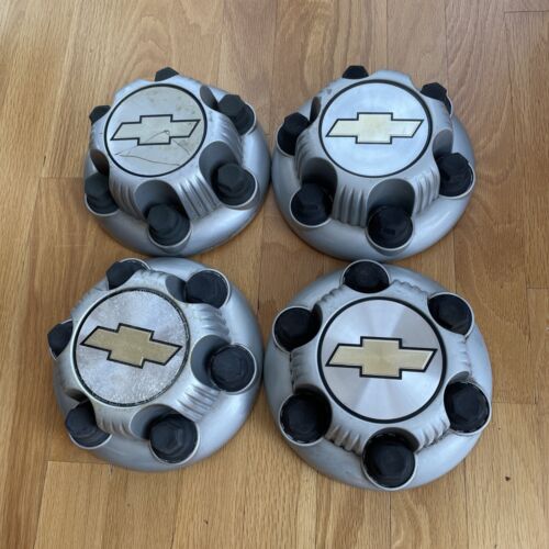 4 Chevy Silverado 15067578 OEM Center Wheel 6 Lug Hub Caps Rim Cover W/T SILVER