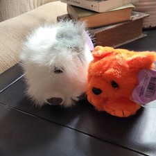 Two Vintage Puffkins Shaggs the Furry Shaggy Mutt Dog and Mango Plush ...LOOK  