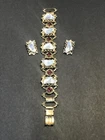 Stunning VTG Book Chain Bracelet with Earrings Costume Jewelry Unmarked OOAK