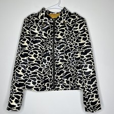 Peck Peck Jacket Full Zip Blazer Long Sleeve Animal Print Lined Size 8