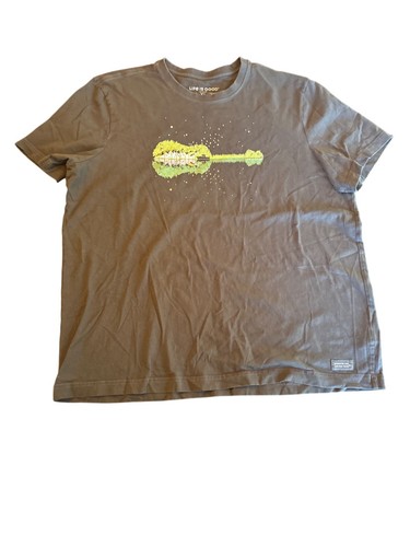 Life Is Good Mens XL Crusher Tee Shirt With Guitar Reflection Graphic - Foto 1 di 4