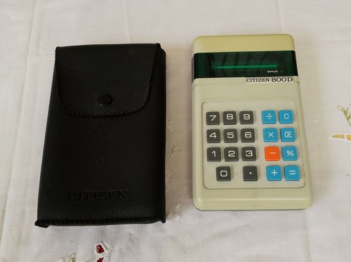 Ancienne Calculatrice Citizen 800D 1974+ Étui Cuir Fonctionne - Afbeelding 15 van 19