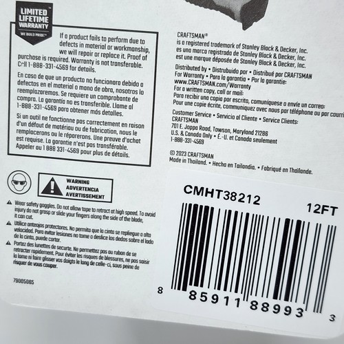 Craftsman 12 ft Tape Measure Compact, High Visibility, Belt Clip Green CMHT38212 - Picture 7 of 8